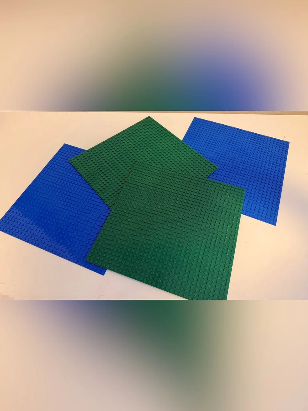 Lego Compatible Base Plates- 2 Blue & 2 green.